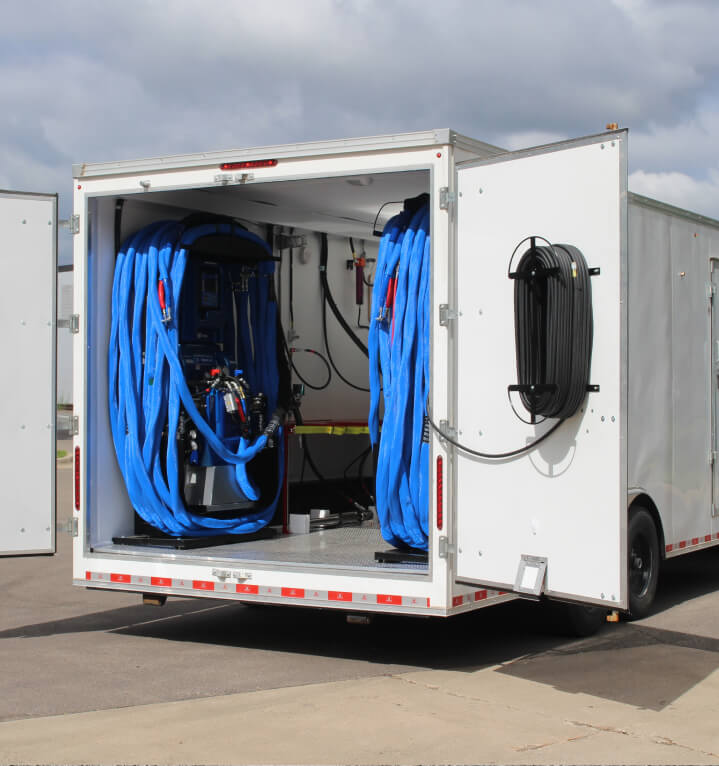 Spray foam rigs in the back of a semi trailer