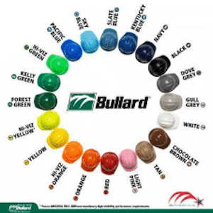 Bullard hard hats colors from green, pink, yellow white and more