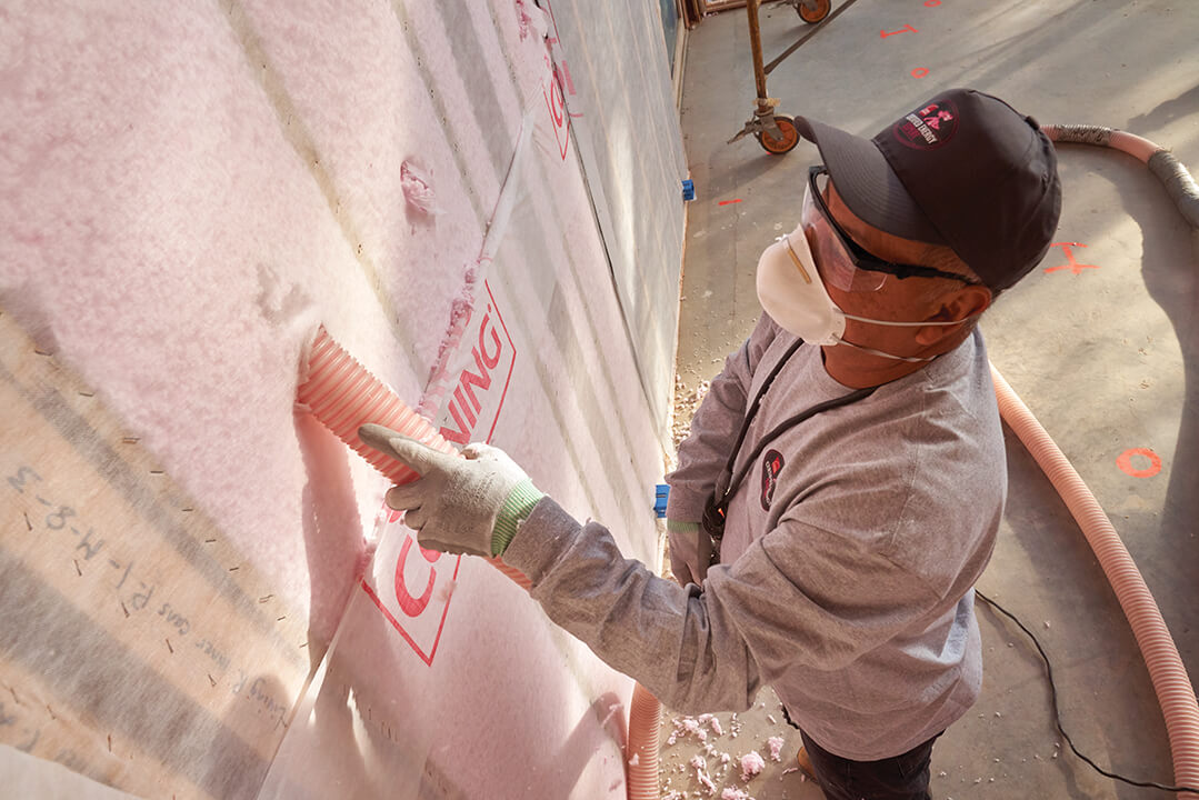 blowing insulation in wall