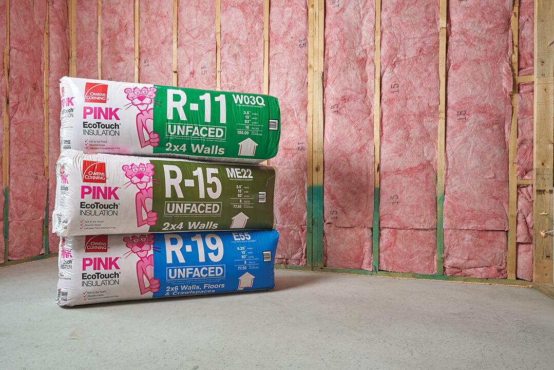 3 packages of insulation stacked on each other