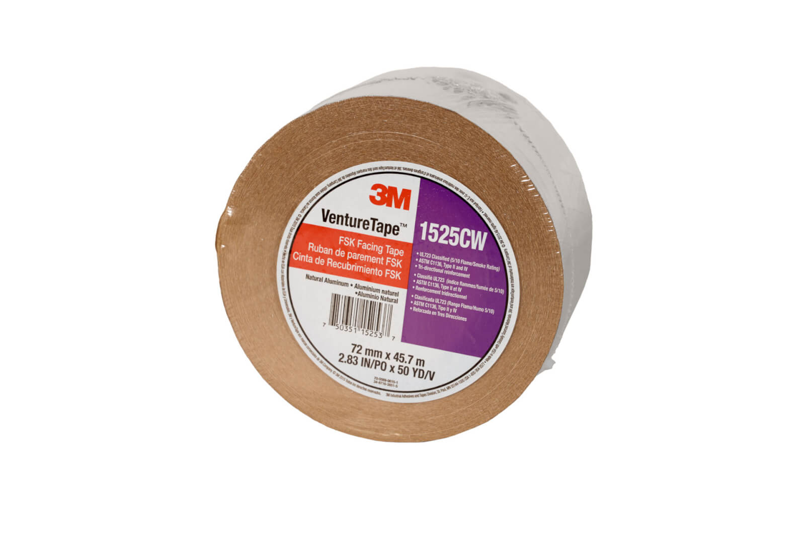 A side profile of a roll of Foil Skrim Kraft Tape