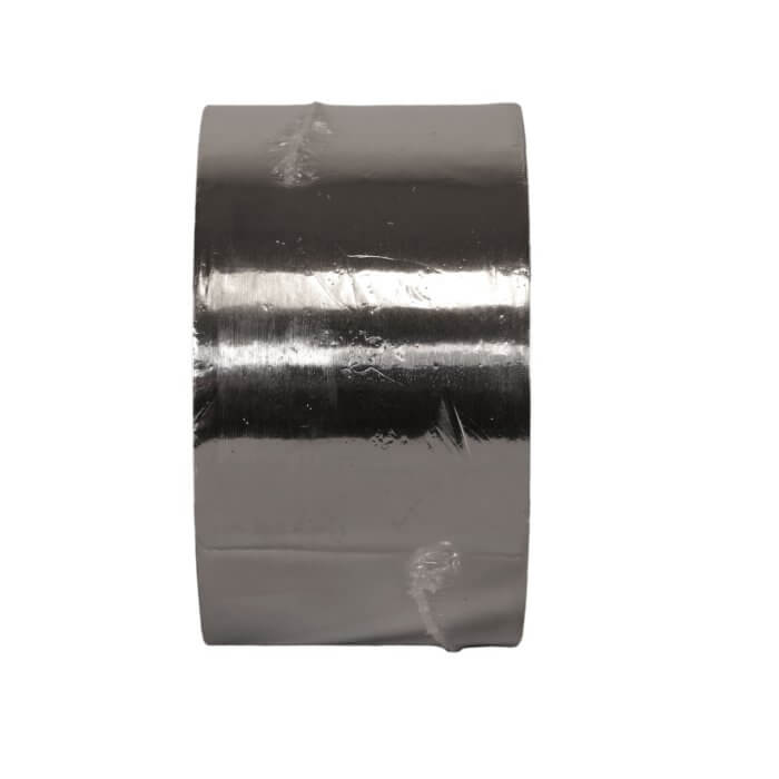 A front profile photo of a roll of foil skrim kraft tape