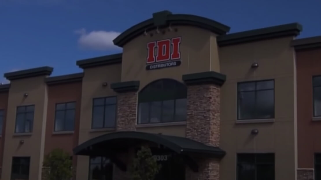 Dark photograph of IDI Distributors building