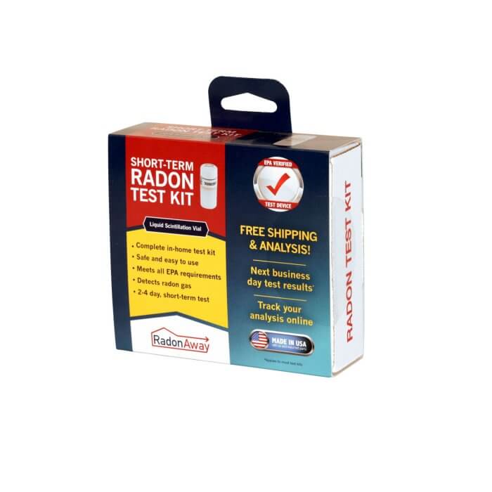 A photo of a Radon Test Kit Box