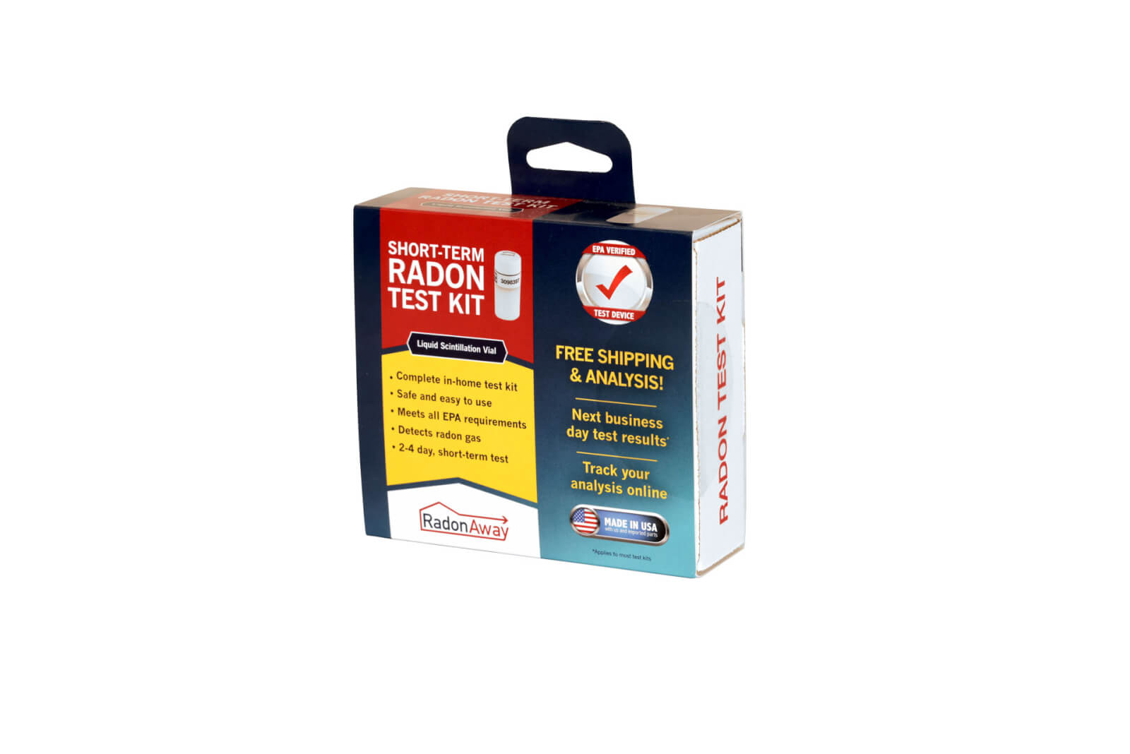 A photo of a Radon Test Kit Box