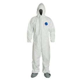 White Tyvek coveralls with hood