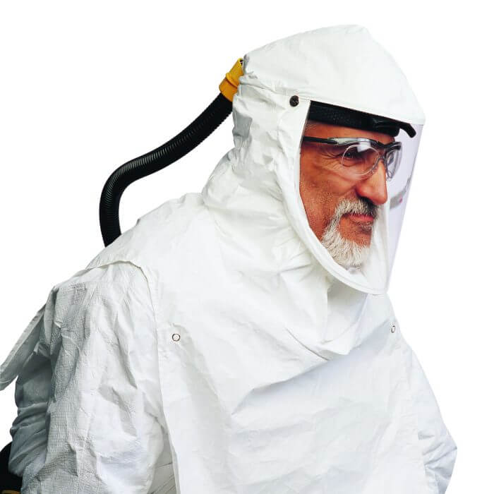 Man wearing coverall and glasses