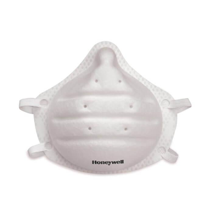 White respirator mask with the logo Honeywell.
