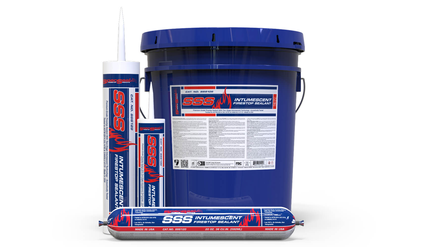 Firestop Sealant in bucket and tubes