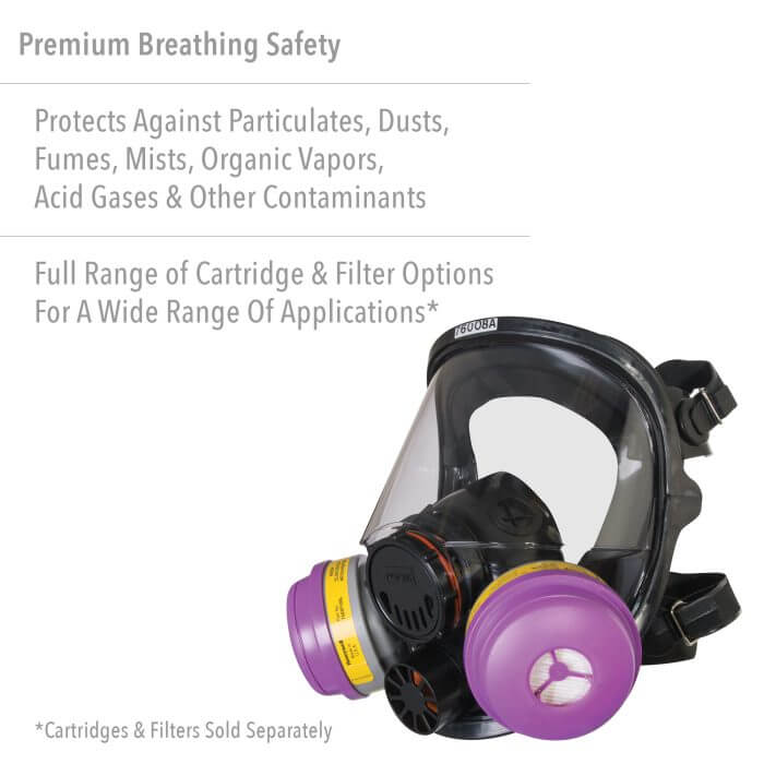 Honeywell 7600 Series Full Facepiece Silicone Respirator with cartridges attached
