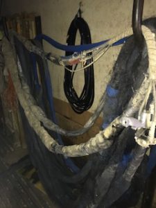 Netting hanging from hooks