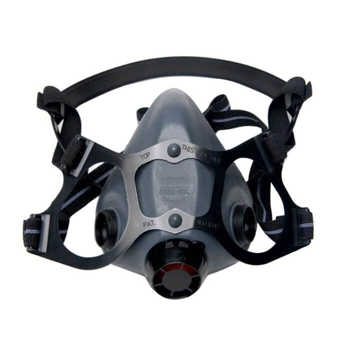 A black respirator mask.