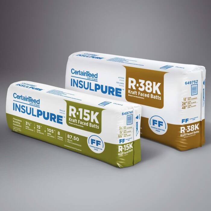One package of CT insulpure r-38k placed behind one package of CT Insulpure r15k