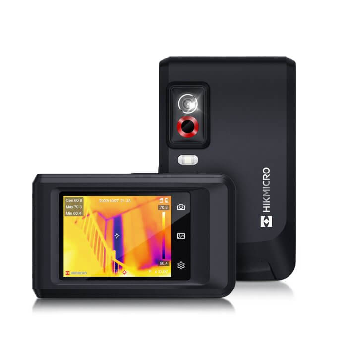 A front and back photo of the Hikmicro Pocket 2 thermal infrared camera
